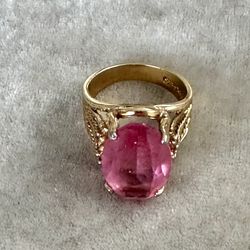 Vintage 18k HGE Gold Plated , Pink, Size 5.5, 5.2 Grams Total Weight 