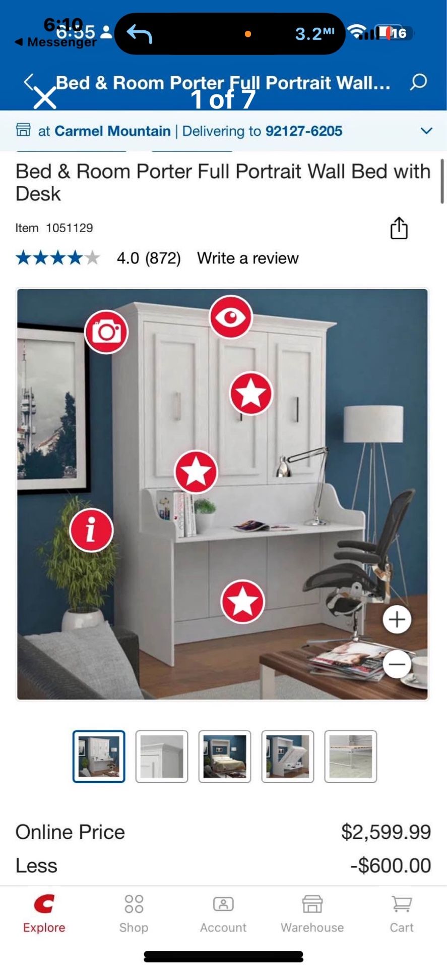 Full Murphy Bed With Desk