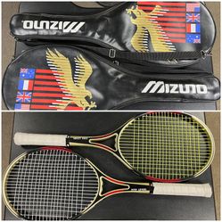 (2) Mizuno Ivan Lendl Tennis Racquet Type S 90” with Cover. $149 ea. $260 for the pair