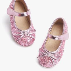 Girls Toddler Mary Jane Ballerina Flat, Pink Size 6.