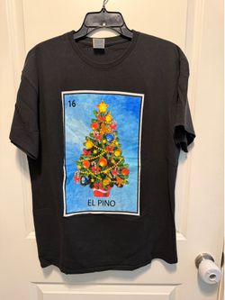 Vintage Christmas Mexican Loteria game tshirt El Pino size large