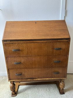 Vintage Birch Secretary Desk