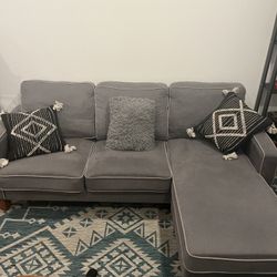 Gray sectional couch with chaise