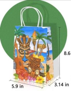 Luau Tiki Hawaii Party Goodie Gifts Bags With Handle