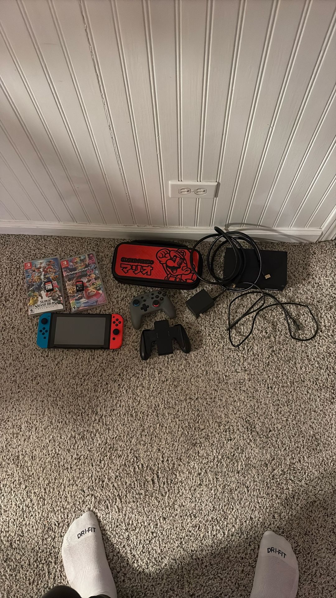 Nintendo Switch with case and 4 Games