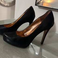 Black Snake Print Heels