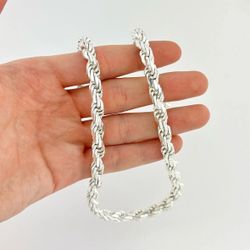 925 Sterling Silver Diamond Cut Rope Chain