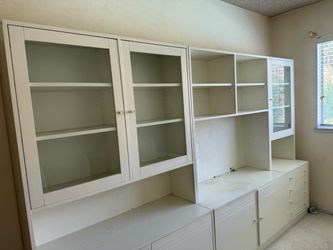 Large 3-Piece White Wall Unit & Entertainment Center – Storage Hutch