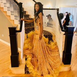 ✨ Golden Glamour Gown – Show-Stopping Prom or Formal Dress ✨