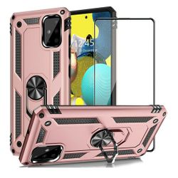 AUPAI for Galaxy A51 5G Case with Glass Screen Protector Heavy Duty 15ft Drop Tested Shockproof Cover with Magnetic Ring Kickstand Protective Phone Ca