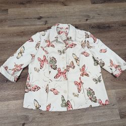 Butterfly jacket blouse women sz 20W