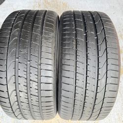 Two Premium Tires 275/35/20 Pirelli P Zero Runflats Like New With 95% Left Amazing Pair BMW Mercedes 
