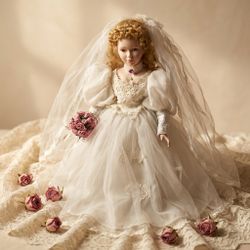Vintage Porcelain Wedding Bride Doll