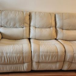 Cream Leather Sofa - $125