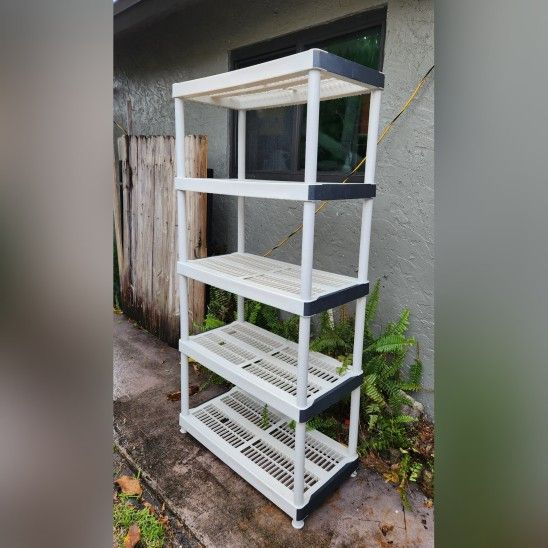 5 Tier Heavy duty plastic utility shelf Plastic
73"T X 36"L X 18"D