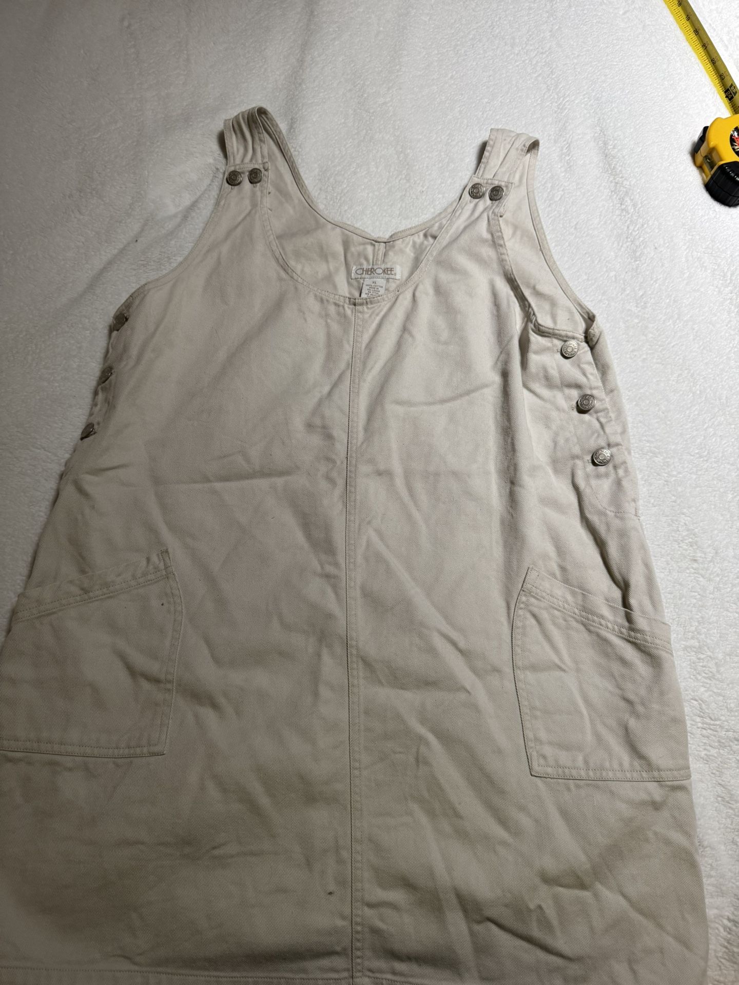 cherokee khaki overall dress xl
