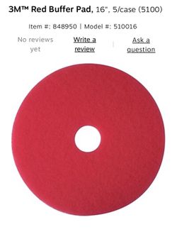 16” Red Buffer Pad By 3M. 5 Pack