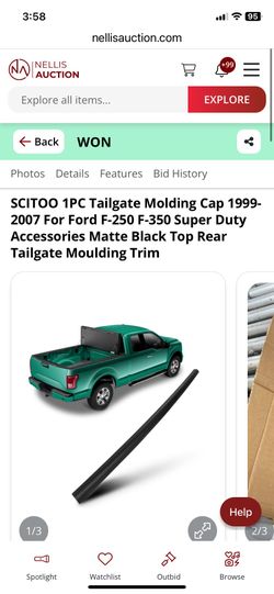 SCITOO 1PC Tailgate Molding Cap 1(contact info removed) For Ford F-250 F-350 Super Duty Accessories Matte Black Top Rear Tailgate Moulding Trim