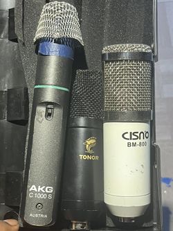 🎤 3 Studio Microphones Bundle – AKG, Tonor, BM-800 – Cables Included