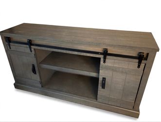 Barnwood TV Console with Sliding Barn Doors