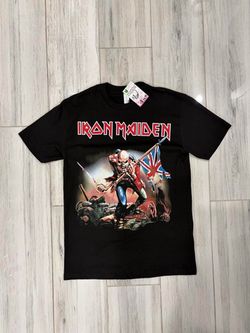Iron Maiden black t-shirt with graphic of a skeleton