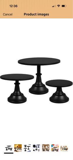 3 Piece Black Cake Stand,8/10/12 Inch,Metal Round Cake Holder Cake Stand Set,Dessert Display Stands,Table Decorations,Wedding,Birthday,Parties,Reusabl