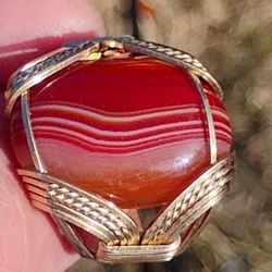 14k Natural Stone Wire Custom Ring 