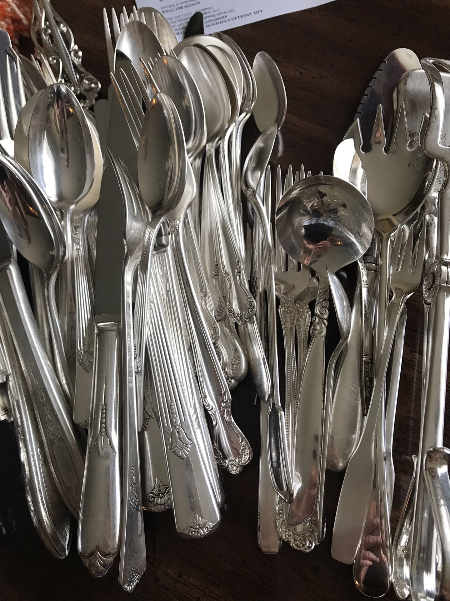 Vintage silverplated silverware and serving pieces