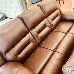 Stoneland  Chocolate Reclining Sofa and Loveseat 