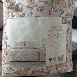 Caro Home 3-piece Cotton Quilt Set. King. New 
