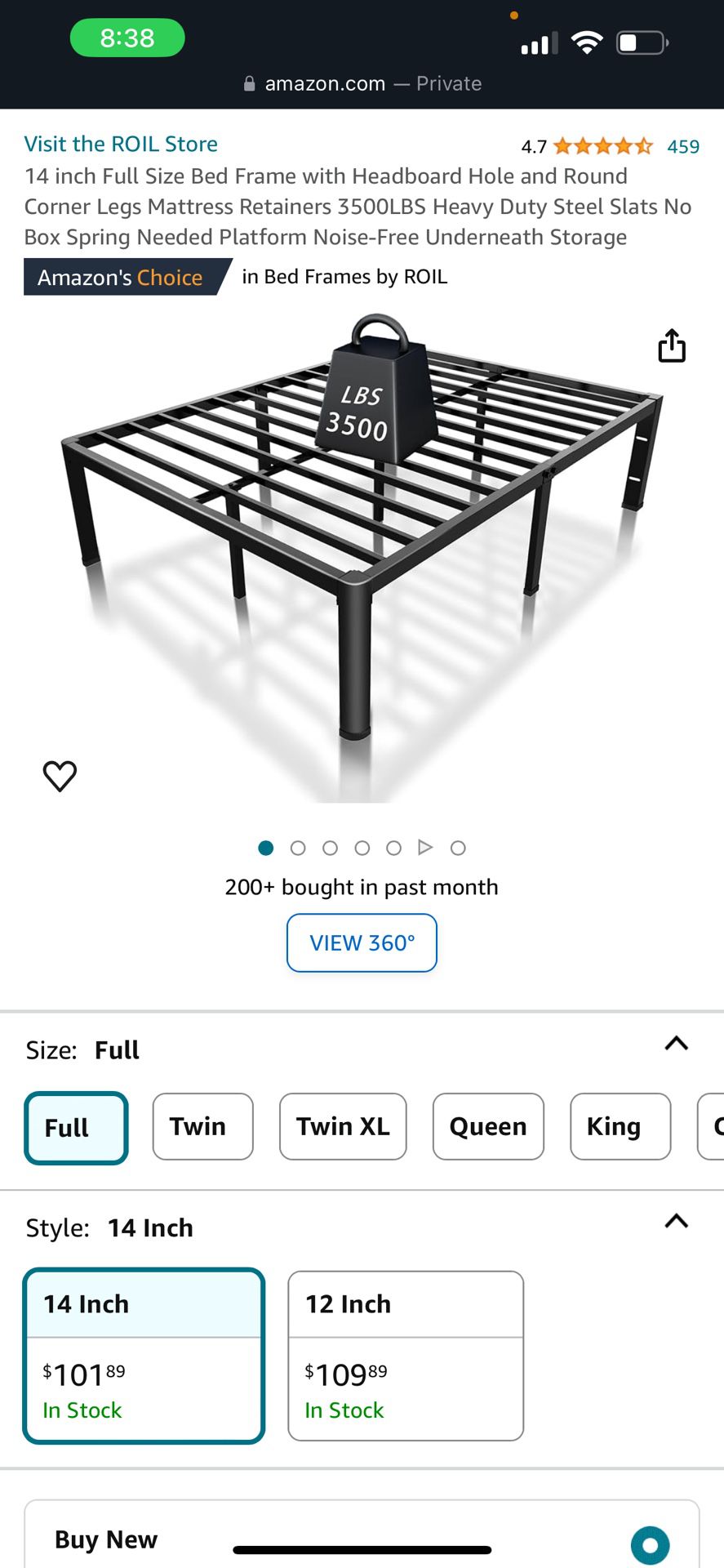 Full Size Metal Bed frame 
