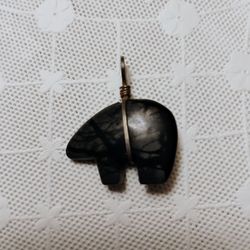 Zuni Bear Fetish Carved Stone Pendant