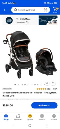 Monbebe 6-in-1 Modular Travel System Black & Gold