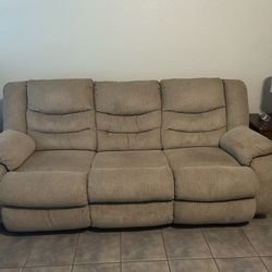Tan Fabric Reclinable Couch
