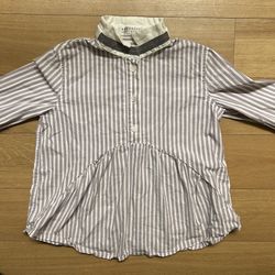 Brunello Cucinelli Kids ~ Purple Striped Poplin Shirt ~ Size 4 