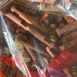 Box Of Vintage Lincoln Log Pieces And Used Toys