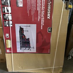 Husky Adjustable Height Metal Heavy-Duty Overhead Garage Storage Rack in Black