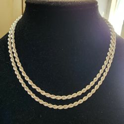 925 Sterling Silver Double Rope Necklace 