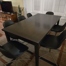 Dark Wood Dining Set with 8 Chairs
