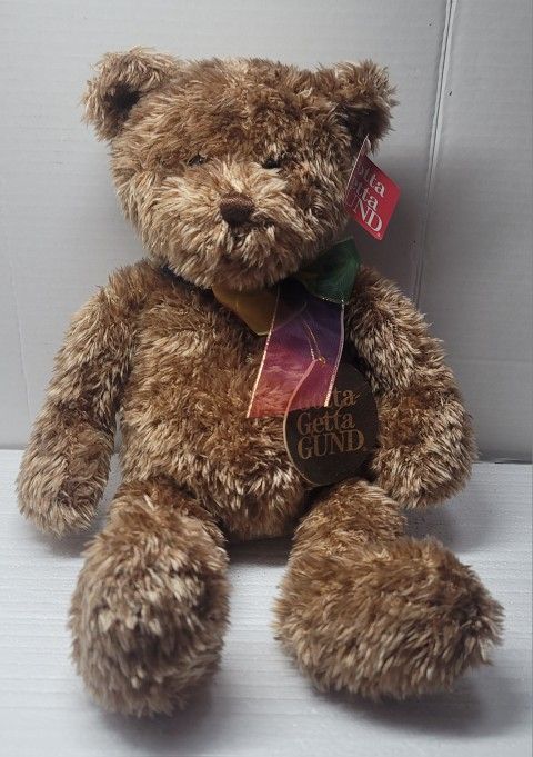 Gund Bearessence Brown Teddy Bear Plush Stuffed Animal Rainbow Bow Tie 16" Soft