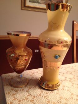 vases gold trimmed pair from Italy
