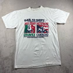 Vintage Boxing Cesar Chavez Vs. Macho Camacho 1992 Men’s L White T-Shirt 90s #7A