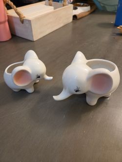 Ceramic Elephant Planter Set of 2
