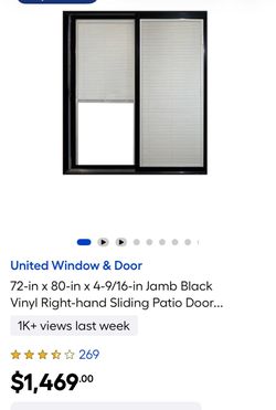 United Window & Door 72x80 Black Vinyl Sliding Patio Door