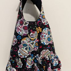 Sugar Skulls Dog Harness Dress With D-ring 