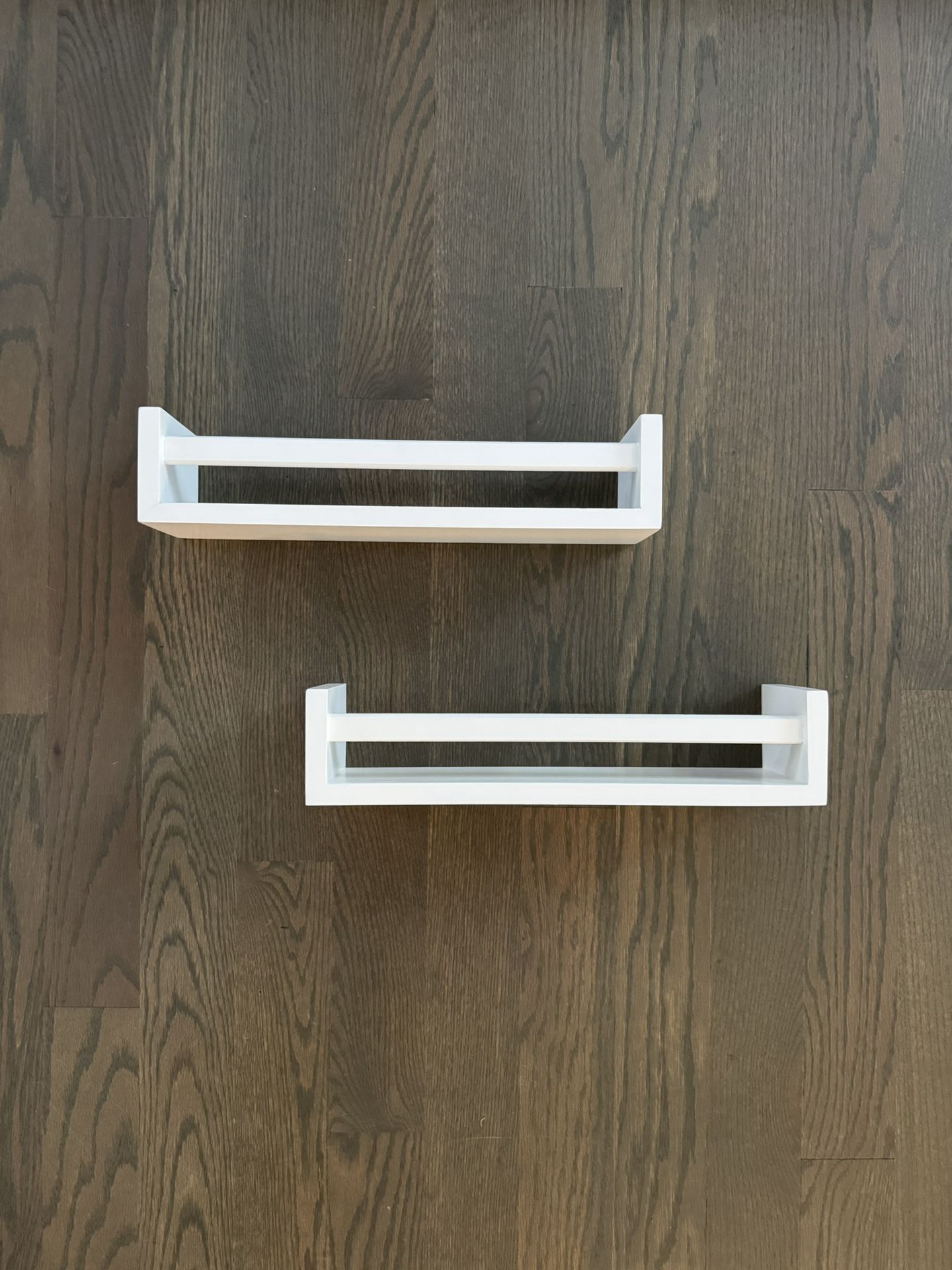 White Wood Wall Floating Book Shelves, 2pcs