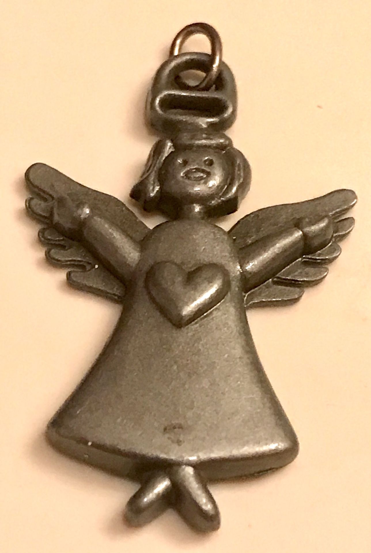 Vintage Pewter Silver Angel Pendant