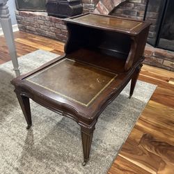 Antique Side Table W/Wheels 