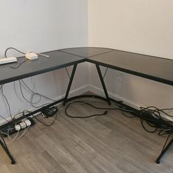 L Shaped Glass Desk