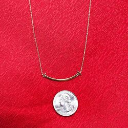 Minimalist Curved Bar Necklace – 18" 18K Yellow Gold 